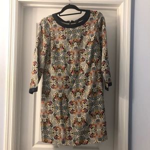 Gray floral print multicolor J. crew dress